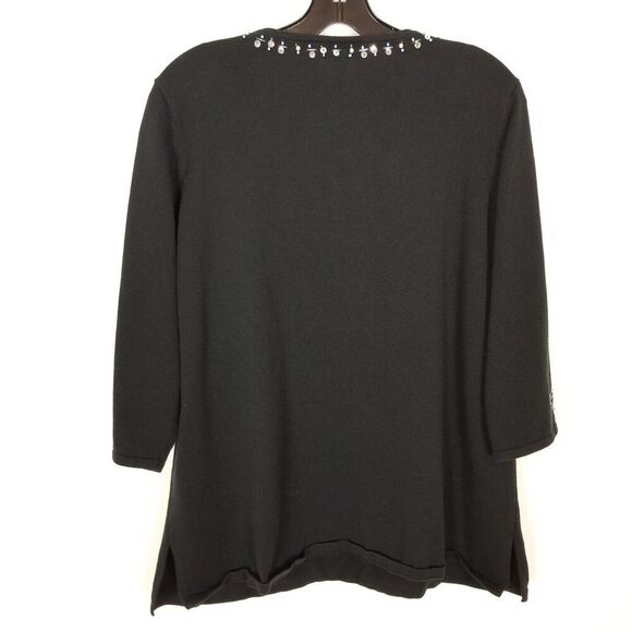 Quacker Factory Women' Plus Snowflake Beaded Pearl Tunic Sweater Sz 1X Black - Picture 4 of 6